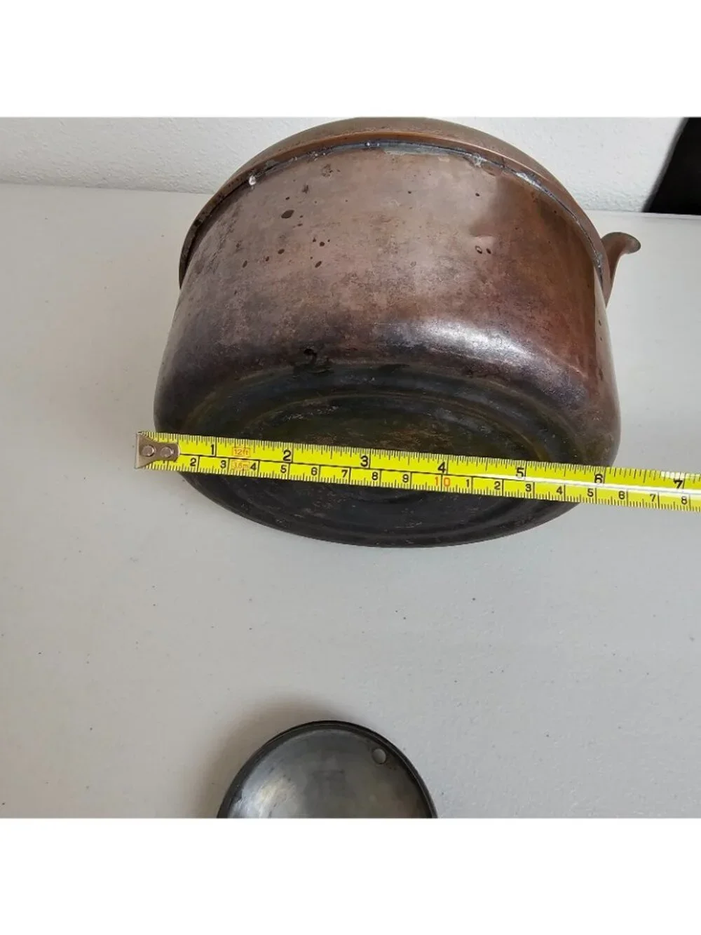 Vintage Copper Teapot Kettle Wood Handle Primitive Rustic Farmhouse Decor Only